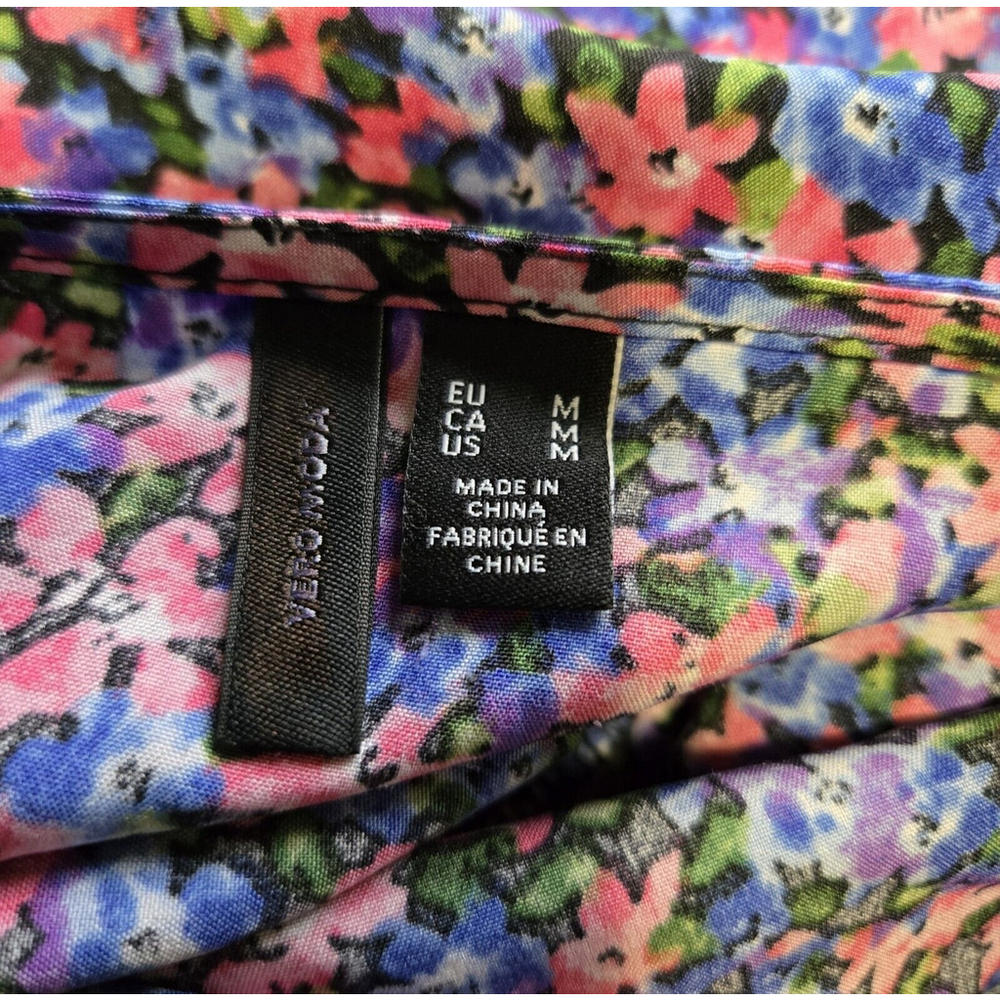 Vero Moda Purple Floral Ruffle Dress Medium Cottagecore Coquette Euro Summer New - Picture 7 of 11